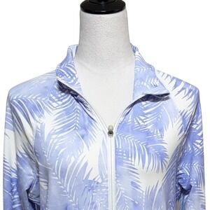 Peter Millar Jacket Women Large Purple Arain Palm Skirted Full‎ Zip Long Sleeve